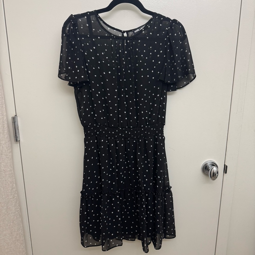 Karl Lagerfeld Paris A Line Polka Dot Dress